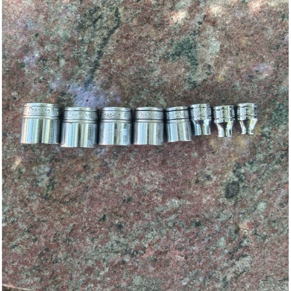 SNAP ON TOOLS Lot Of 8 Shallow Sockets 3/8” Drive 6pt USA